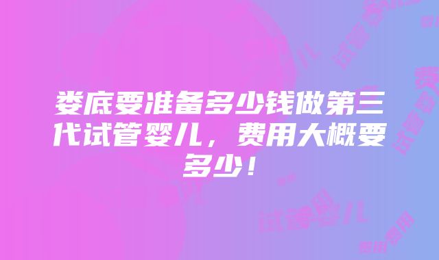 娄底要准备多少钱做第三代试管婴儿，费用大概要多少！