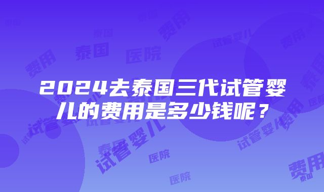 2024去泰国三代试管婴儿的费用是多少钱呢？