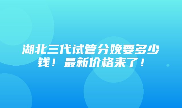 湖北三代试管分娩要多少钱！最新价格来了！