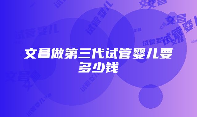 文昌做第三代试管婴儿要多少钱