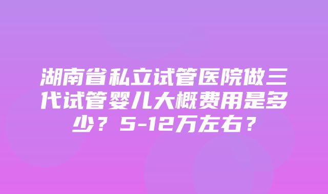 湖南省私立试管医院做三代试管婴儿大概费用是多少？5-12万左右？