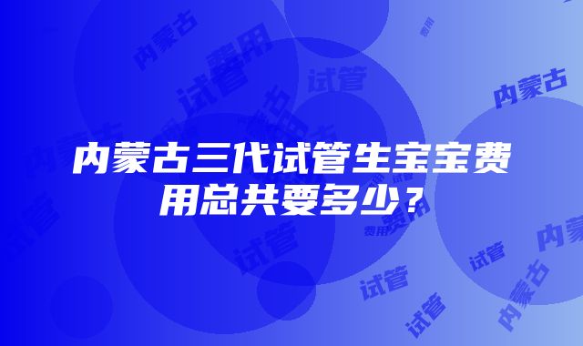 内蒙古三代试管生宝宝费用总共要多少？