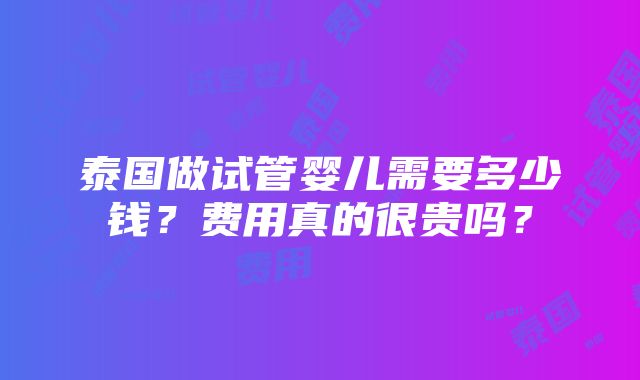 泰国做试管婴儿需要多少钱？费用真的很贵吗？