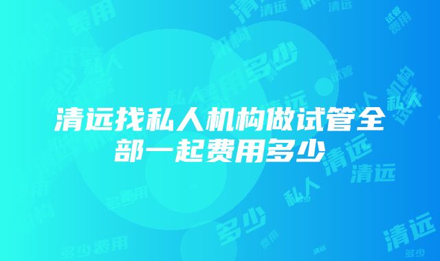 清远找私人机构做试管全部一起费用多少