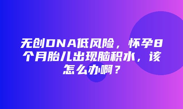 无创DNA低风险，怀孕8个月胎儿出现脑积水，该怎么办啊？