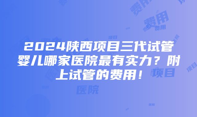 2024陕西项目三代试管婴儿哪家医院最有实力？附上试管的费用！