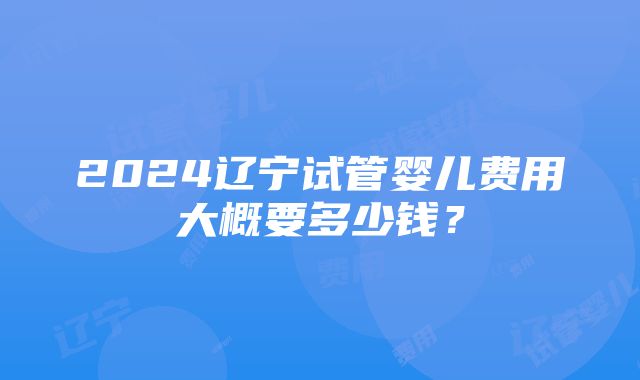 2024辽宁试管婴儿费用大概要多少钱？