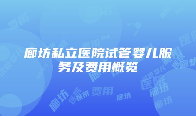 廊坊私立医院试管婴儿服务及费用概览