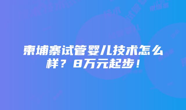 柬埔寨试管婴儿技术怎么样？8万元起步！