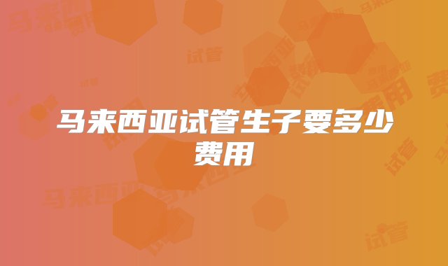 马来西亚试管生子要多少费用