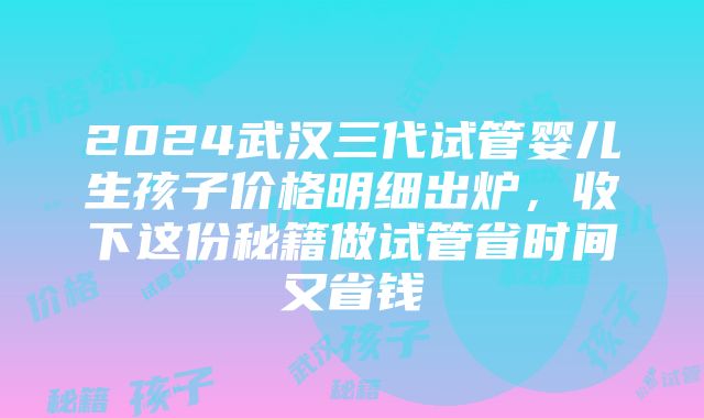 2024武汉三代试管婴儿生孩子价格明细出炉，收下这份秘籍做试管省时间又省钱