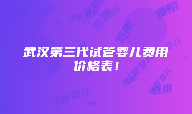 武汉第三代试管婴儿费用价格表！