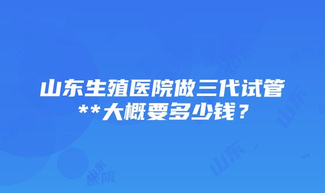 山东生殖医院做三代试管**大概要多少钱？