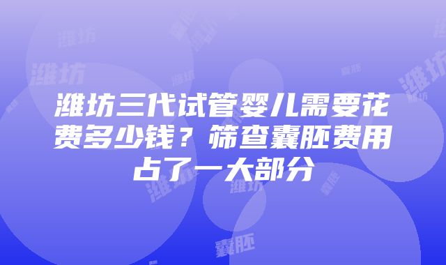 潍坊三代试管婴儿需要花费多少钱？筛查囊胚费用占了一大部分