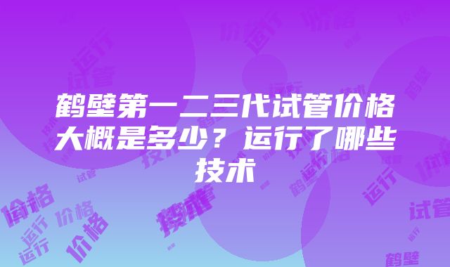 鹤壁第一二三代试管价格大概是多少？运行了哪些技术