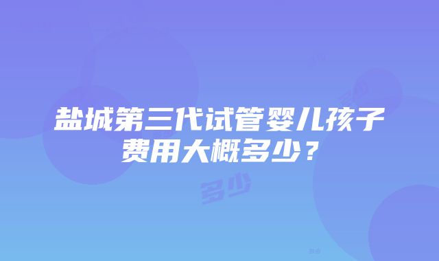 盐城第三代试管婴儿孩子费用大概多少？