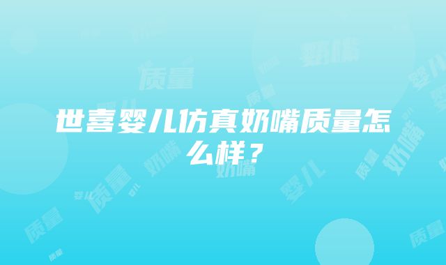 世喜婴儿仿真奶嘴质量怎么样？