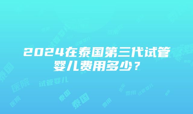 2024在泰国第三代试管婴儿费用多少？