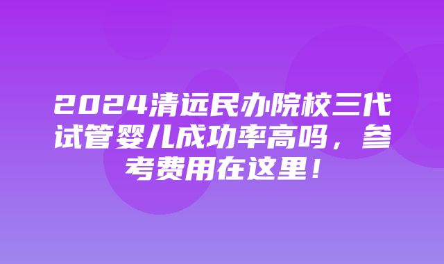 2024清远民办院校三代试管婴儿成功率高吗，参考费用在这里！