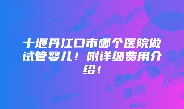 十堰丹江口市哪个医院做试管婴儿！附详细费用介绍！