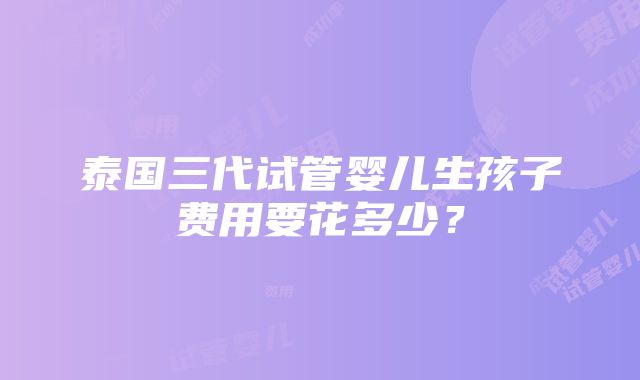 泰国三代试管婴儿生孩子费用要花多少？