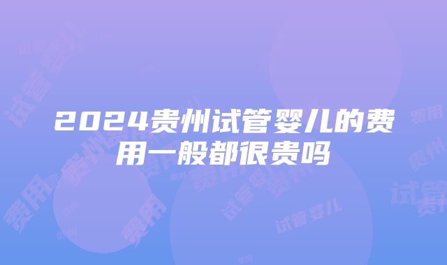 2024贵州试管婴儿的费用一般都很贵吗