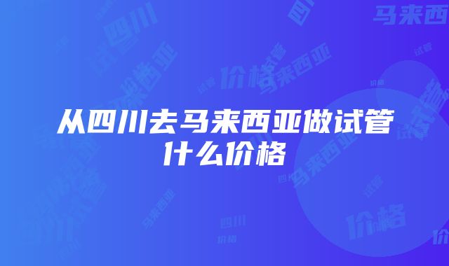 从四川去马来西亚做试管什么价格