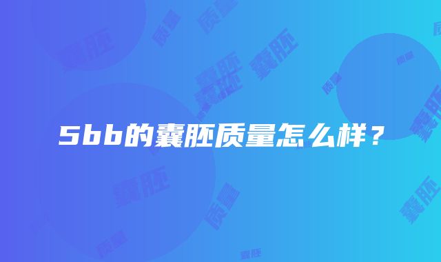 5bb的囊胚质量怎么样？