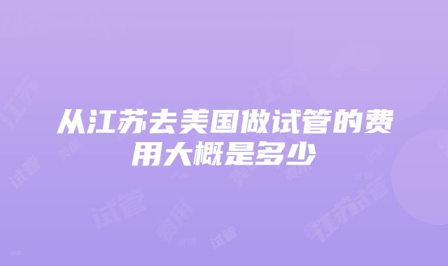 从江苏去美国做试管的费用大概是多少