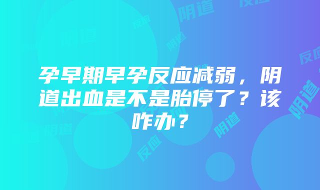 孕早期早孕反应减弱，阴道出血是不是胎停了？该咋办？