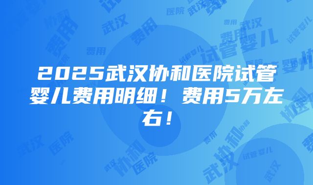 2025武汉协和医院试管婴儿费用明细！费用5万左右！