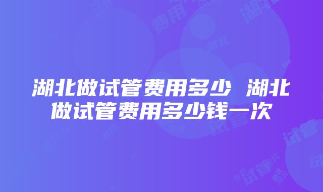 湖北做试管费用多少 湖北做试管费用多少钱一次