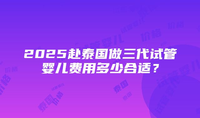 2025赴泰国做三代试管婴儿费用多少合适？