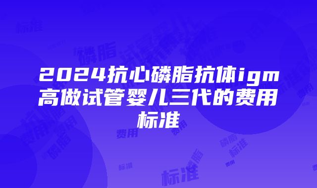 2024抗心磷脂抗体igm高做试管婴儿三代的费用标准