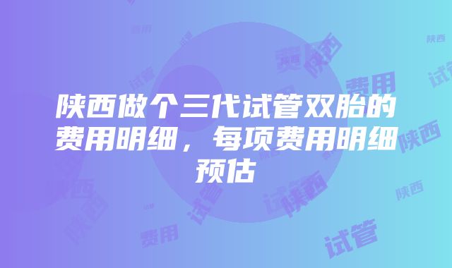 陕西做个三代试管双胎的费用明细，每项费用明细预估