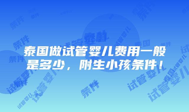 泰国做试管婴儿费用一般是多少，附生小孩条件！