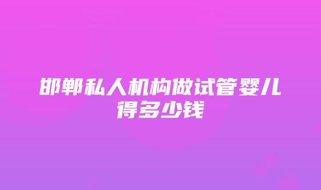 邯郸私人机构做试管婴儿得多少钱