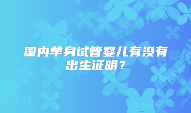 国内单身试管婴儿有没有出生证明？