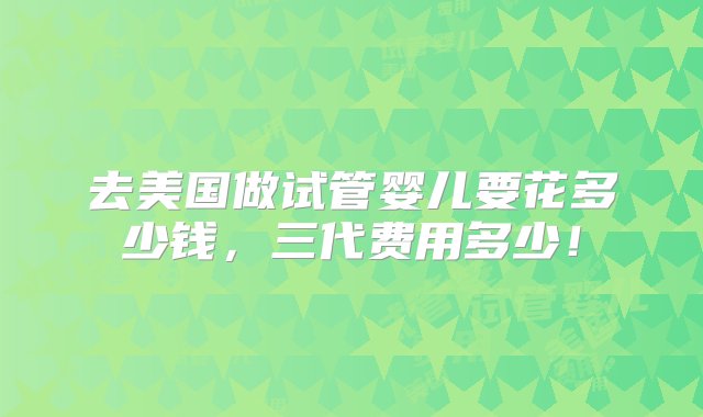 去美国做试管婴儿要花多少钱，三代费用多少！