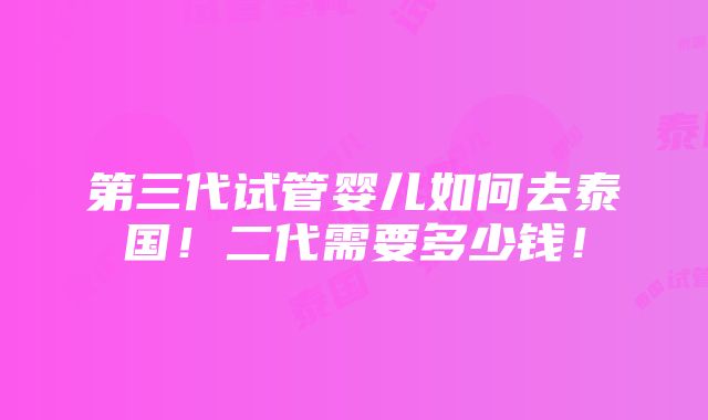 第三代试管婴儿如何去泰国！二代需要多少钱！