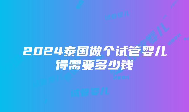 2024泰国做个试管婴儿得需要多少钱