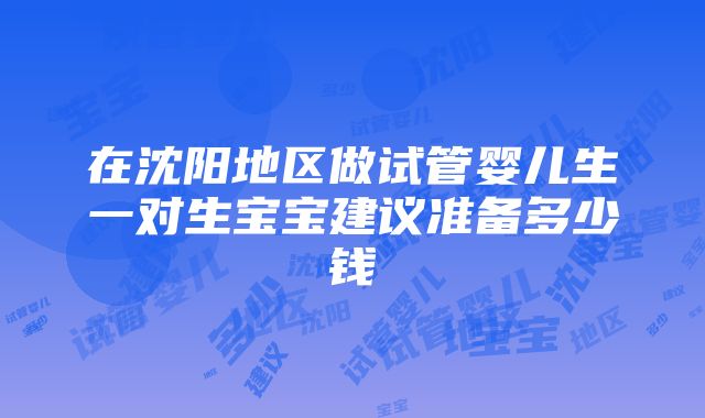 在沈阳地区做试管婴儿生一对生宝宝建议准备多少钱