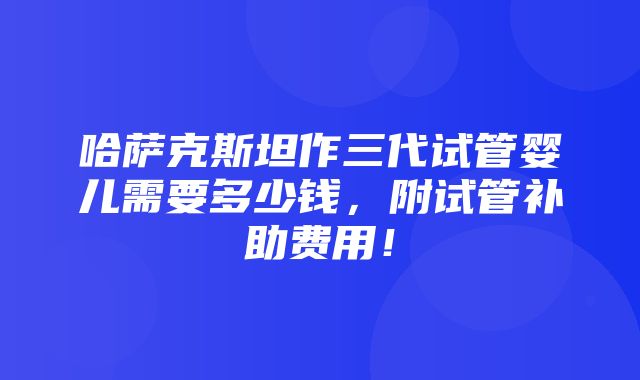 哈萨克斯坦作三代试管婴儿需要多少钱，附试管补助费用！