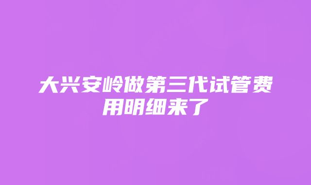 大兴安岭做第三代试管费用明细来了