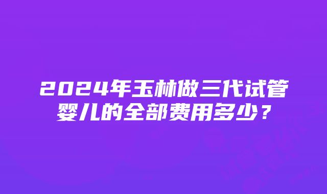 2024年玉林做三代试管婴儿的全部费用多少？