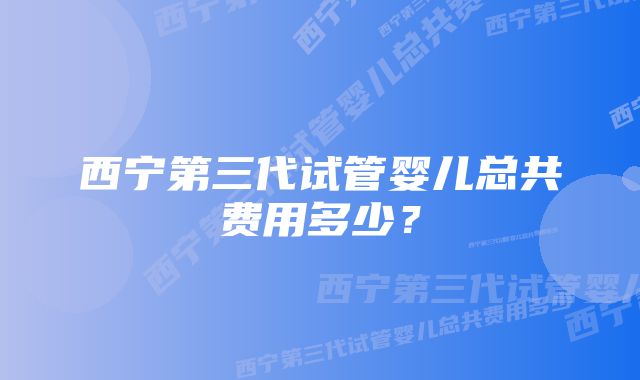 西宁第三代试管婴儿总共费用多少？