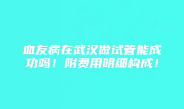 血友病在武汉做试管能成功吗！附费用明细构成！