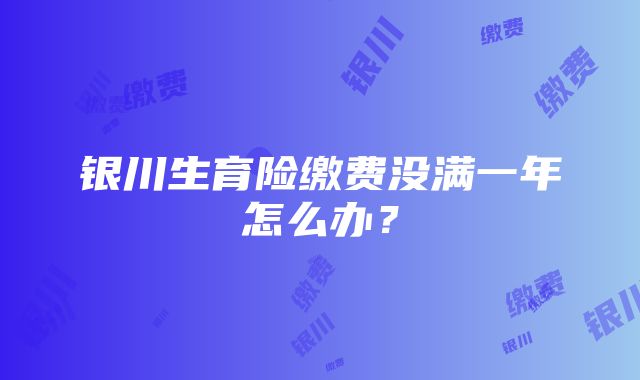 银川生育险缴费没满一年怎么办？