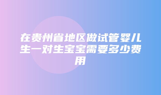 在贵州省地区做试管婴儿生一对生宝宝需要多少费用