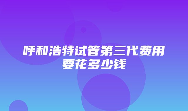 呼和浩特试管第三代费用要花多少钱